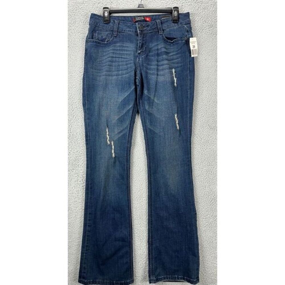 Peoples Liberation Jeans Women 29 Blue Distressed Bootcut Denim Pants Ladies NEW